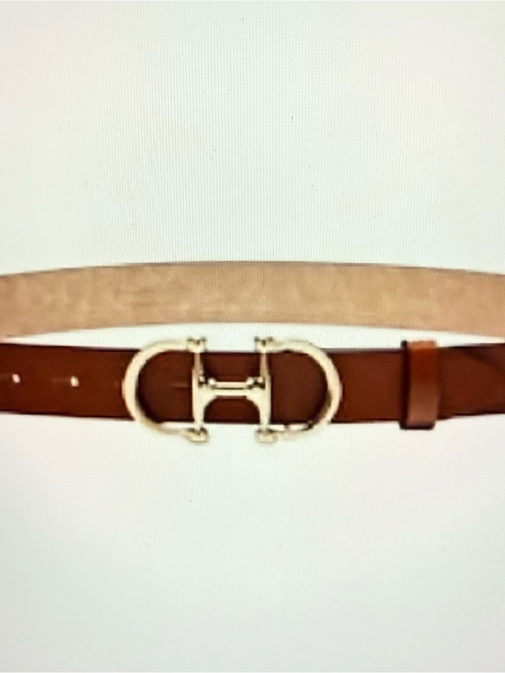 Massimo Dutti Cognac Brown Leather Belt Golden Buckle Size Medium